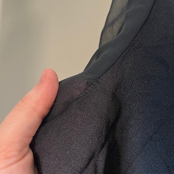 1970s JCPenney Fashions Sheer Black Rainbow Floral Dark Romantic Maxi Dress L - Picture 4 of 11